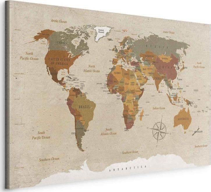 Quadro World Map: Beige Chic in Poster e stampe Collezione Casa - Trebisacce, commercioVirtuoso.it
