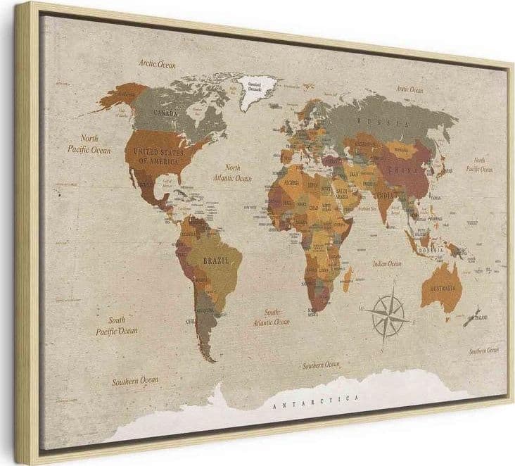 Quadro World Map: Beige Chic in Poster e stampe Collezione Casa - Trebisacce, commercioVirtuoso.it
