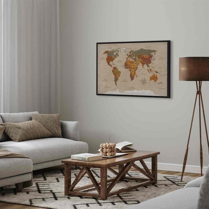 Quadro World Map: Beige Chic in Poster e stampe Collezione Casa - Trebisacce, commercioVirtuoso.it