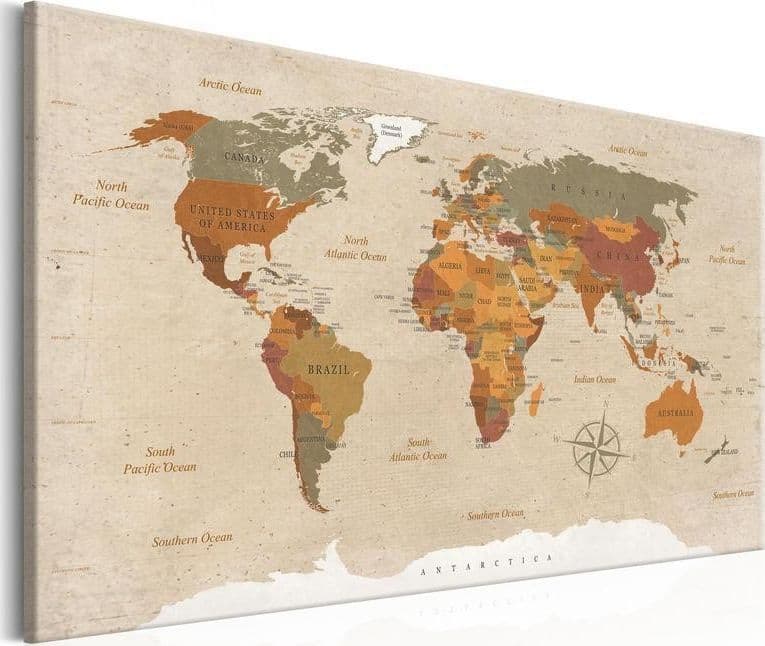 Quadro World Map: Beige Chic in Poster e stampe Collezione Casa - Trebisacce, commercioVirtuoso.it