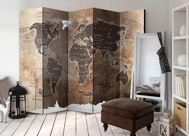 Paravento Room divider – Map on the wood in Paraventi Collezione Casa - Trebisacce, commercioVirtuoso.it
