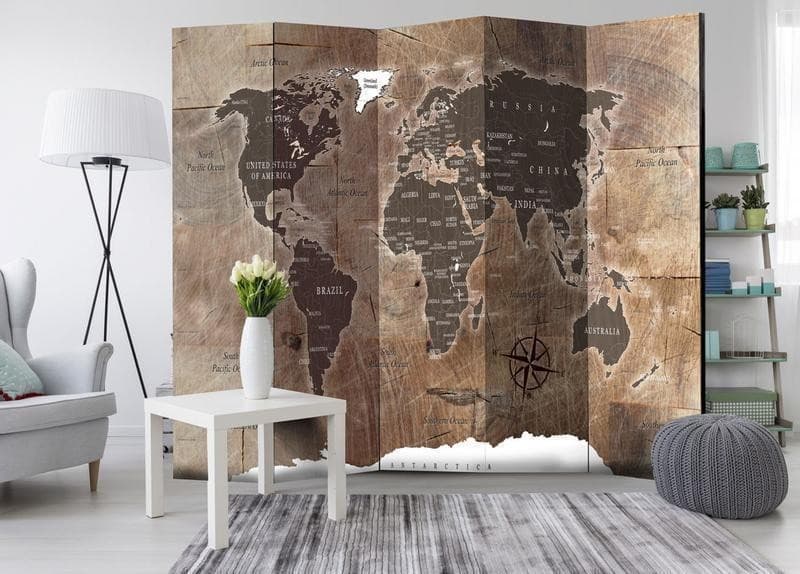 Paravento Room divider – Map on the wood in Paraventi Collezione Casa - Trebisacce, commercioVirtuoso.it