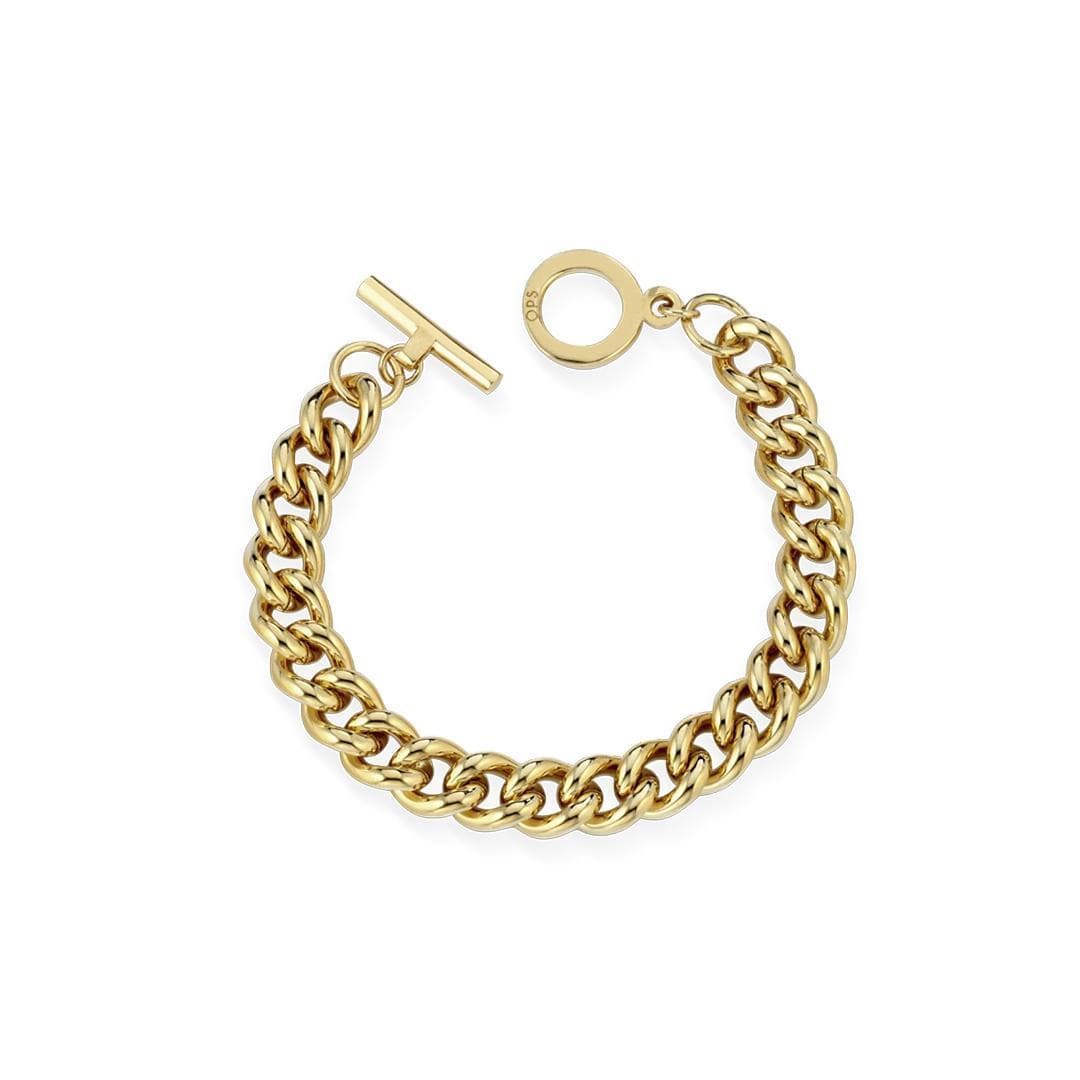 OPS OBJECTS - VICTORIA bracciale piccolo oro giallo con maglia groumette e chiusura T bar