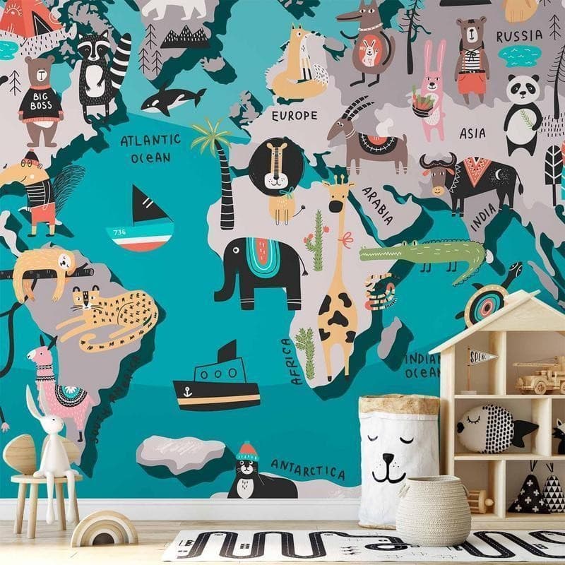 Fotomurale Animal Map in Carta da parati Collezione Casa - Trebisacce, commercioVirtuoso.it