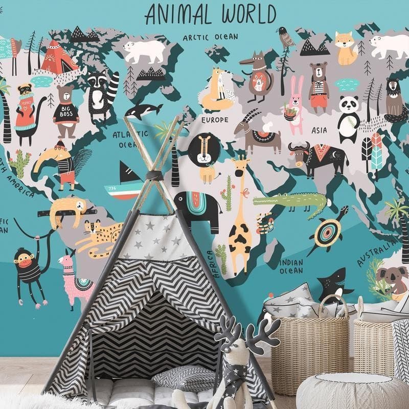 Fotomurale Animal Map in Carta da parati Collezione Casa - Trebisacce, commercioVirtuoso.it
