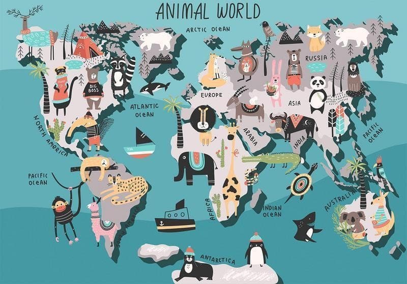 Fotomurale Animal Map in Carta da parati Collezione Casa - Trebisacce, commercioVirtuoso.it
