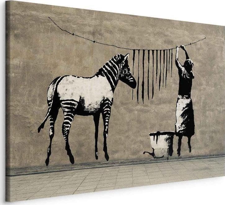 Quadro Banksy Washing Zebra on Concrete (1 Part) Wide in Poster e stampe Collezione Casa - Trebisacce, commercioVirtuoso.it