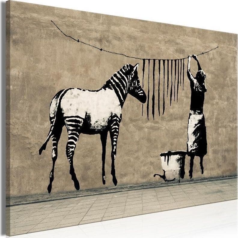 Quadro Banksy Washing Zebra on Concrete (1 Part) Wide in Poster e stampe Collezione Casa - Trebisacce, commercioVirtuoso.it