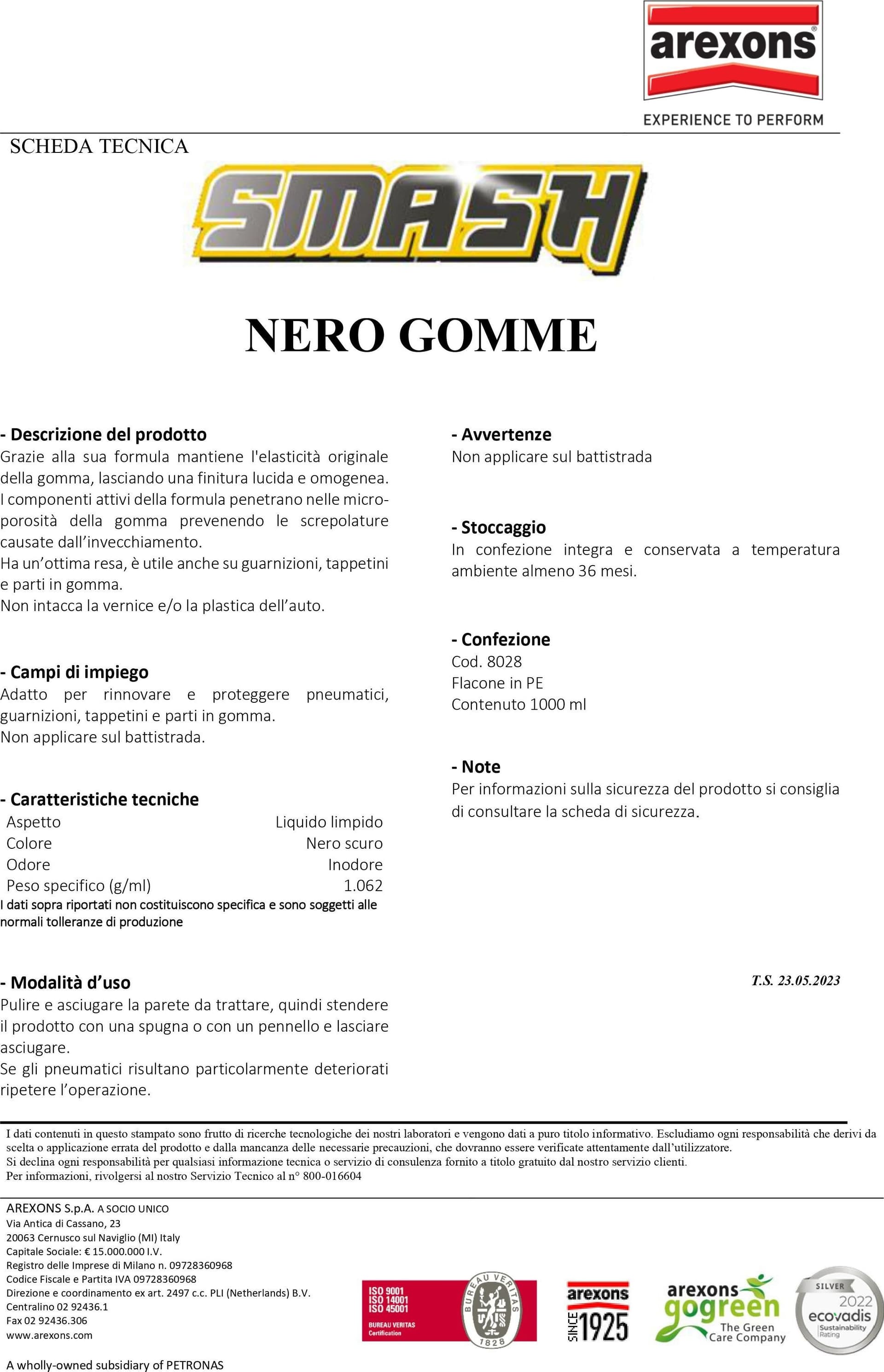 Smash 1lt nero gomme in Lucidi per pneumatici Aloiserw.com - Altomonte, commercioVirtuoso.it