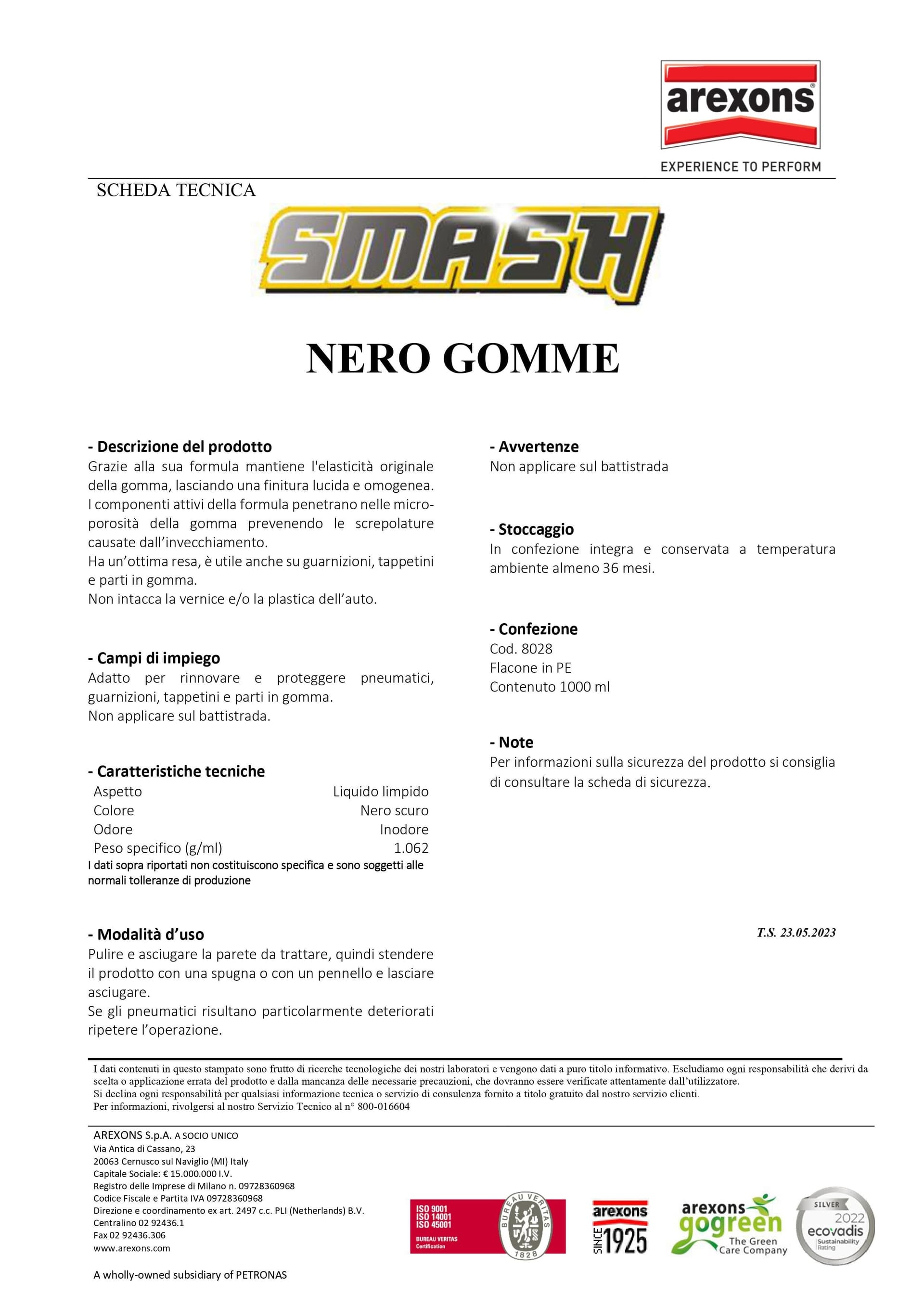 Smash 1lt nero gomme in Lucidi per pneumatici Aloiserw.com - Altomonte, commercioVirtuoso.it