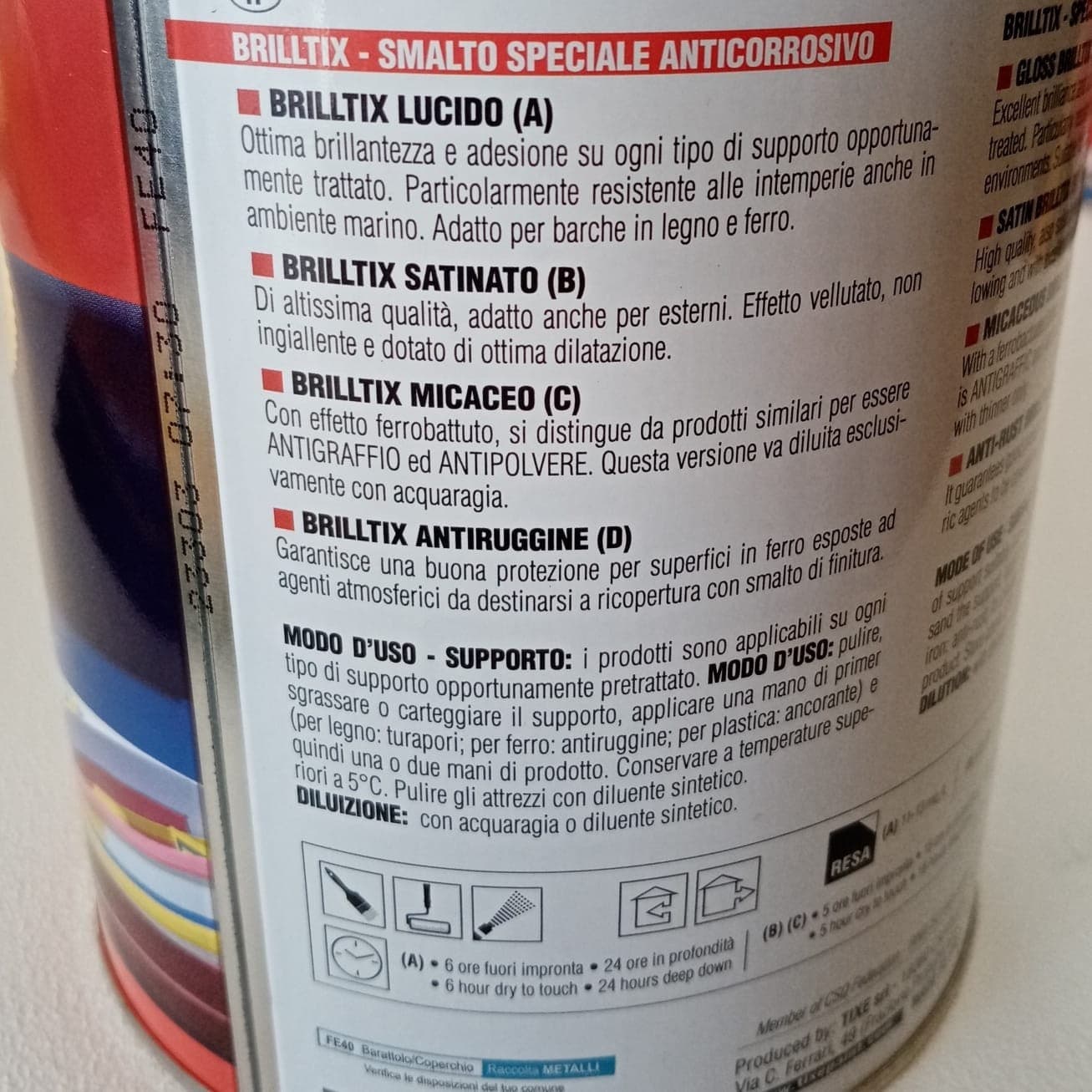 Brilltix 750ml smalto lucido base solvente colore cuoio diretto su ruggine in Vernice Aloiserw.com - Altomonte, commercioVirtuoso.it