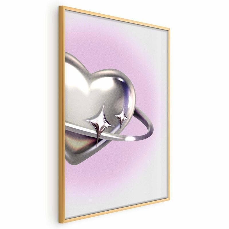 Poster - Cosmic Heart - silver heart with a ring on a purple background in Poster e stampe Collezione Casa - Trebisacce, commercioVirtuoso.it