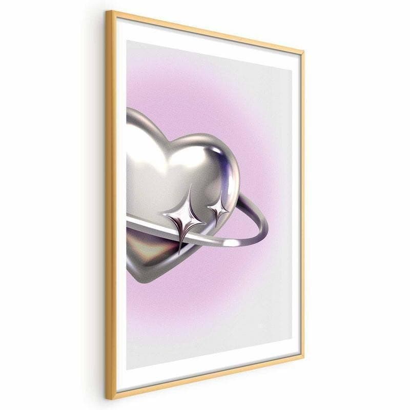Poster - Cosmic Heart - silver heart with a ring on a purple background in Poster e stampe Collezione Casa - Trebisacce, commercioVirtuoso.it