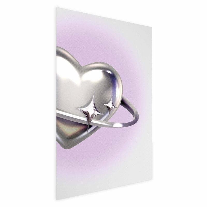 Poster - Cosmic Heart - silver heart with a ring on a purple background in Poster e stampe Collezione Casa - Trebisacce, commercioVirtuoso.it