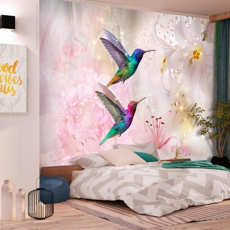 Fotomurale Colourful Hummingbirds (Pink) in Carta da parati Collezione Casa - Trebisacce, commercioVirtuoso.it