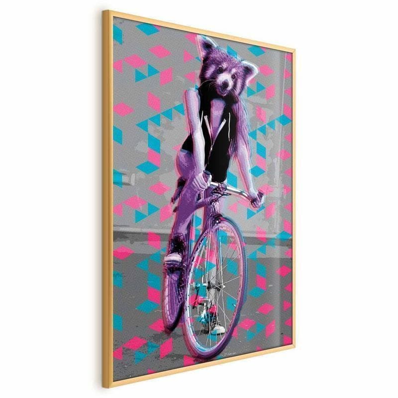Poster - Raccoon on a Bicycle in Poster e stampe Collezione Casa - Trebisacce, commercioVirtuoso.it