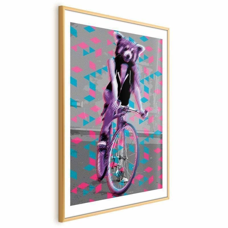 Poster - Raccoon on a Bicycle in Poster e stampe Collezione Casa - Trebisacce, commercioVirtuoso.it