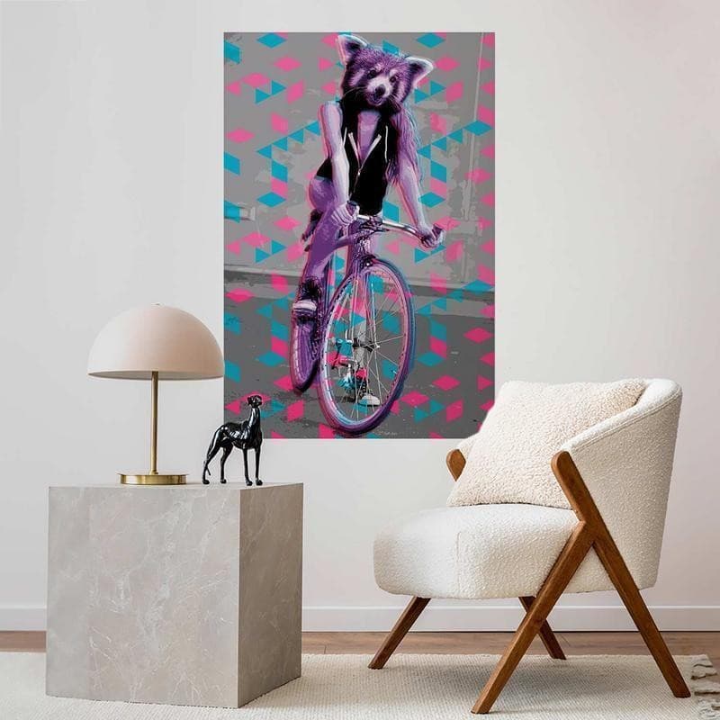 Poster - Raccoon on a Bicycle in Poster e stampe Collezione Casa - Trebisacce, commercioVirtuoso.it