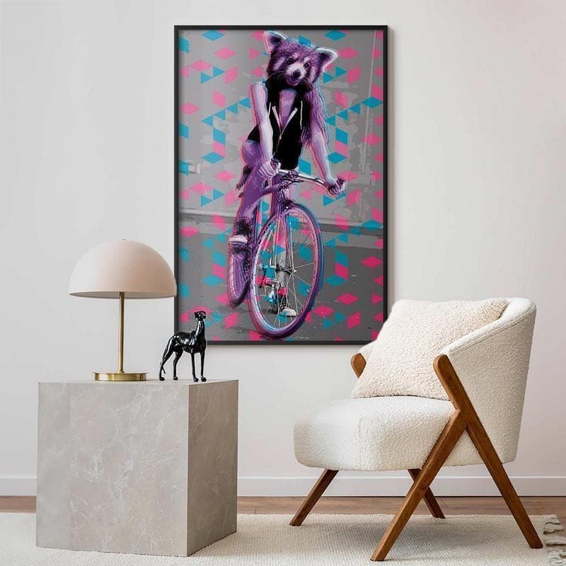 Poster - Raccoon on a Bicycle in Poster e stampe Collezione Casa - Trebisacce, commercioVirtuoso.it