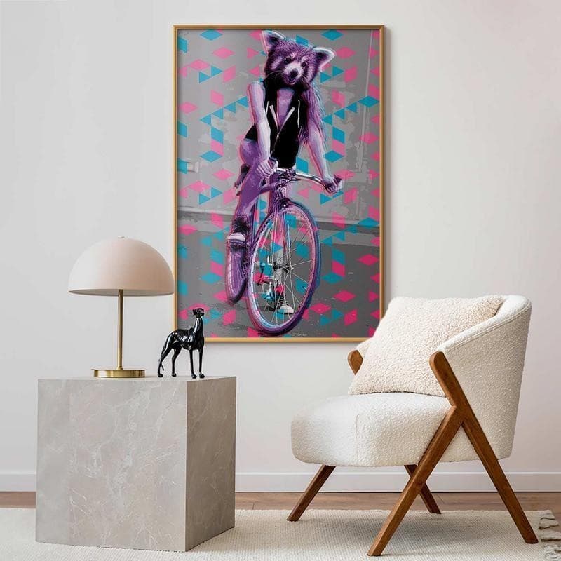 Poster - Raccoon on a Bicycle in Poster e stampe Collezione Casa - Trebisacce, commercioVirtuoso.it
