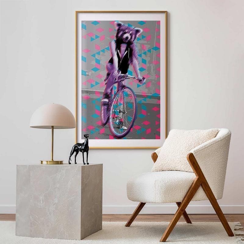 Poster - Raccoon on a Bicycle in Poster e stampe Collezione Casa - Trebisacce, commercioVirtuoso.it