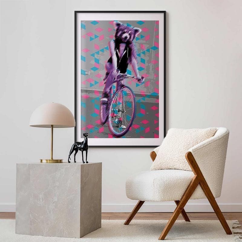 Poster - Raccoon on a Bicycle in Poster e stampe Collezione Casa - Trebisacce, commercioVirtuoso.it