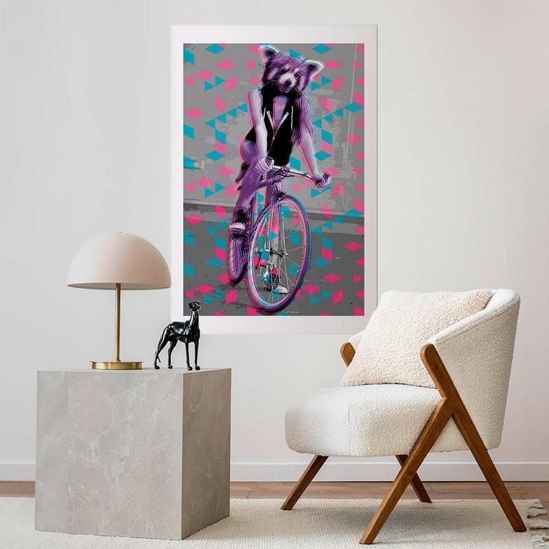 Poster - Raccoon on a Bicycle in Poster e stampe Collezione Casa - Trebisacce, commercioVirtuoso.it