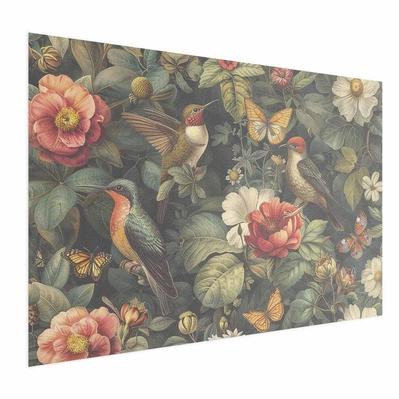 Poster - Flowers, Birds, and Butterflies - vintage-style illustration in Poster e stampe Collezione Casa - Trebisacce, commercioVirtuoso.it