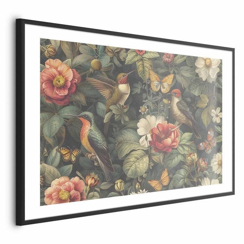 Poster - Flowers, Birds, and Butterflies - vintage-style illustration in Poster e stampe Collezione Casa - Trebisacce, commercioVirtuoso.it