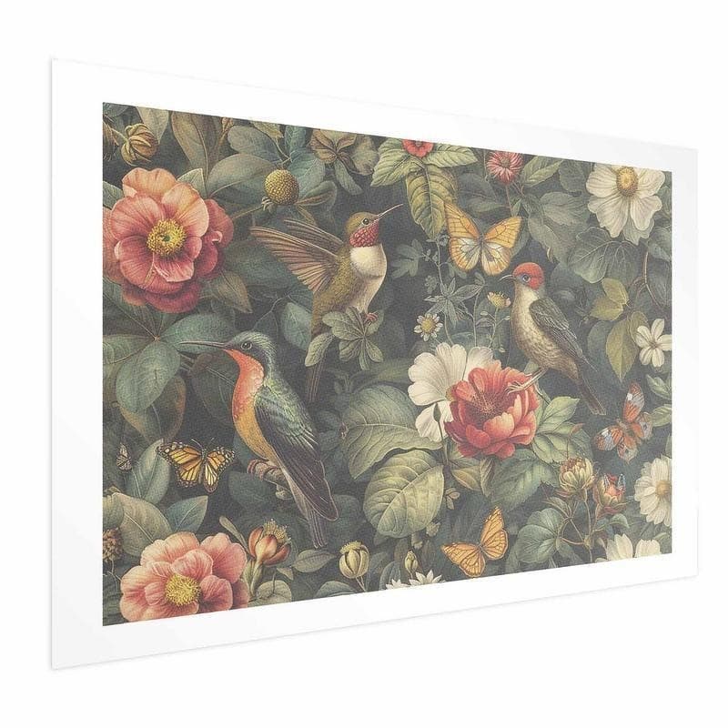 Poster - Flowers, Birds, and Butterflies - vintage-style illustration in Poster e stampe Collezione Casa - Trebisacce, commercioVirtuoso.it