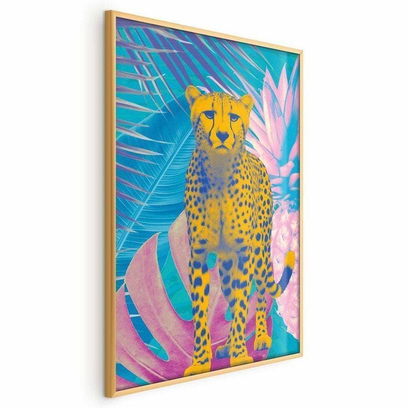 Poster - Exotic Leopard - colorful portrait of a cheetah against tropical leaves in Poster e stampe Collezione Casa - Trebisacce, commercioVirtuoso.it