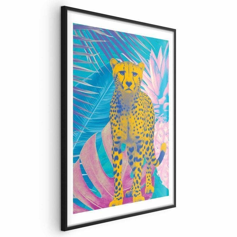 Poster - Exotic Leopard - colorful portrait of a cheetah against tropical leaves in Poster e stampe Collezione Casa - Trebisacce, commercioVirtuoso.it