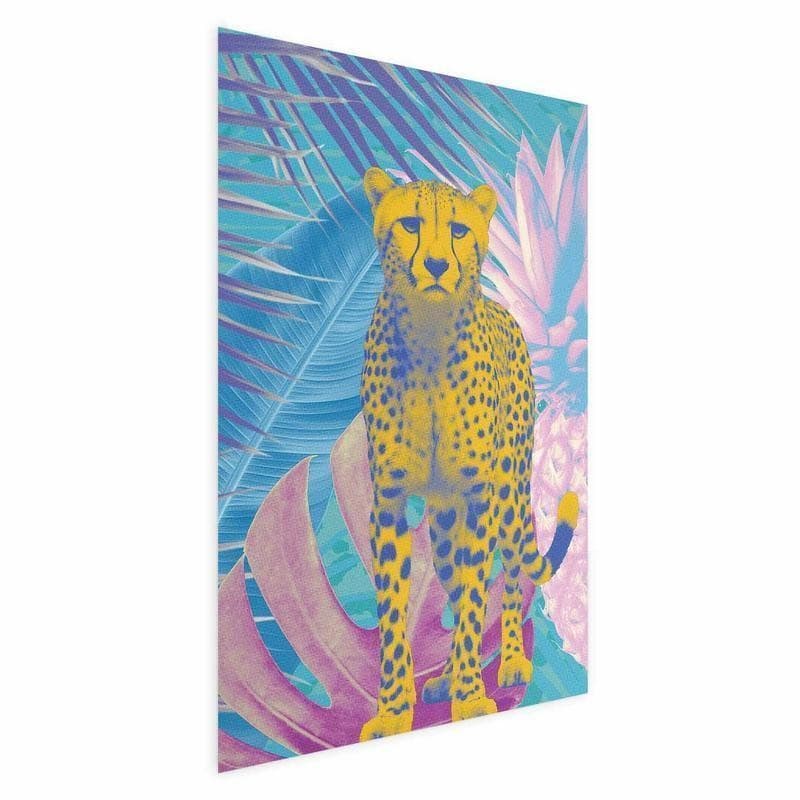 Poster - Exotic Leopard - colorful portrait of a cheetah against tropical leaves in Poster e stampe Collezione Casa - Trebisacce, commercioVirtuoso.it