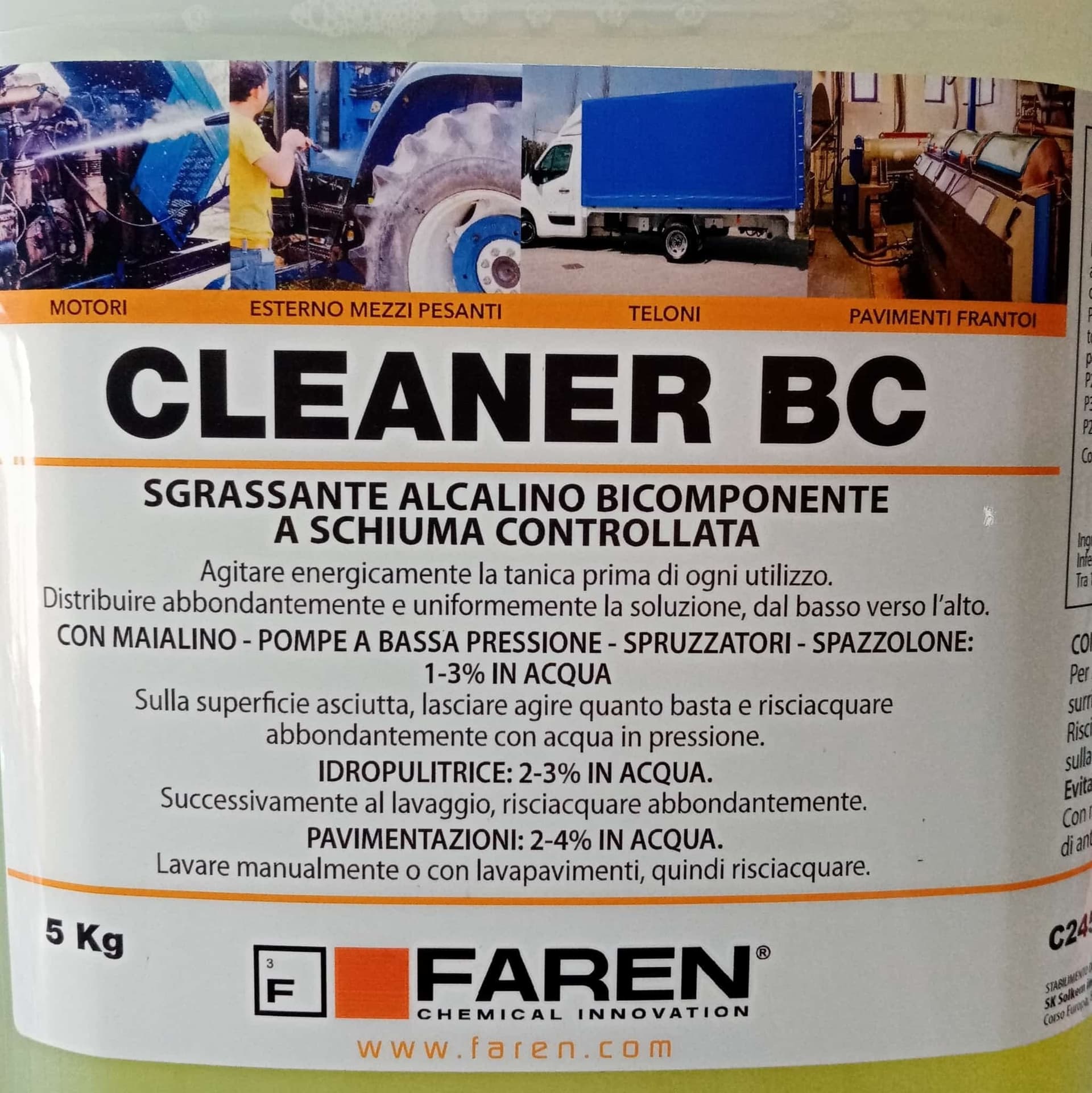Faren Cleaner BC 5kg sgrassante alcalino bicomponente a schiuma controllata in Detergenti per vernici Aloiserw.com - Altomonte, commercioVirtuoso.it