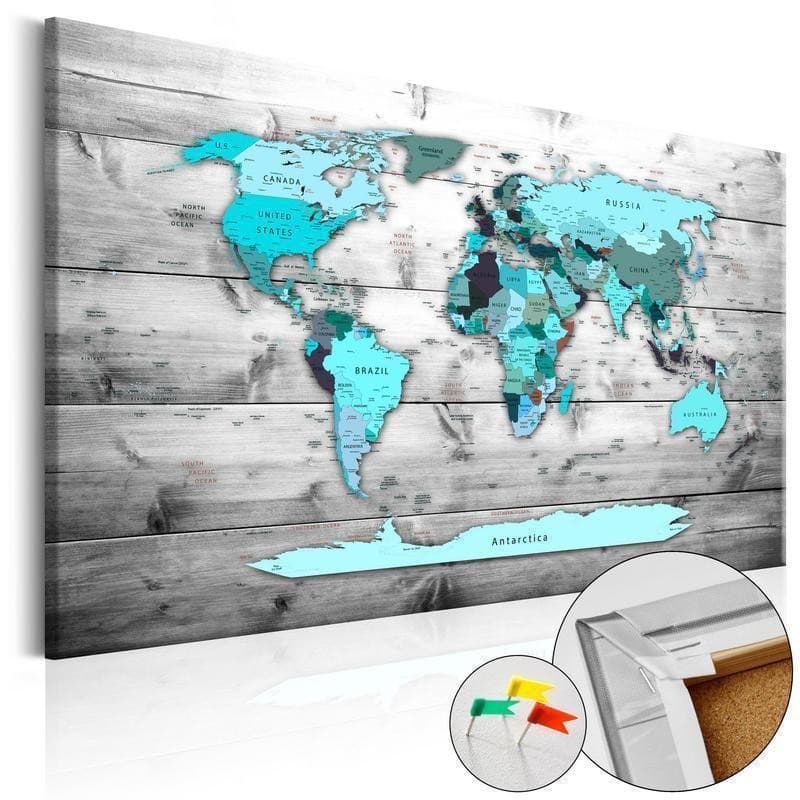 Quadri di sughero Blue Continents [Cork Map]