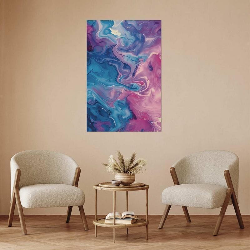 Poster - Night Flows - abstract waves in shades of blue and purple in Poster e stampe Collezione Casa - Trebisacce, commercioVirtuoso.it