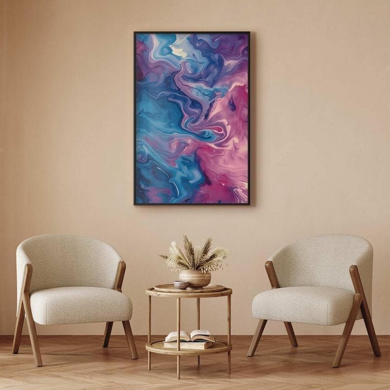 Poster - Night Flows - abstract waves in shades of blue and purple in Poster e stampe Collezione Casa - Trebisacce, commercioVirtuoso.it