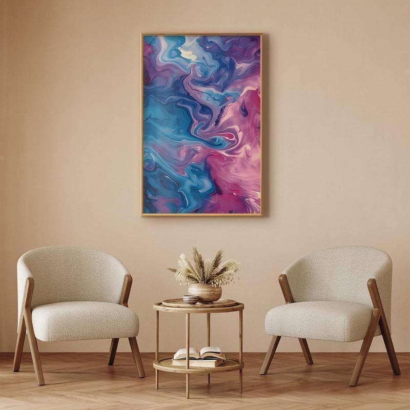 Poster - Night Flows - abstract waves in shades of blue and purple in Poster e stampe Collezione Casa - Trebisacce, commercioVirtuoso.it