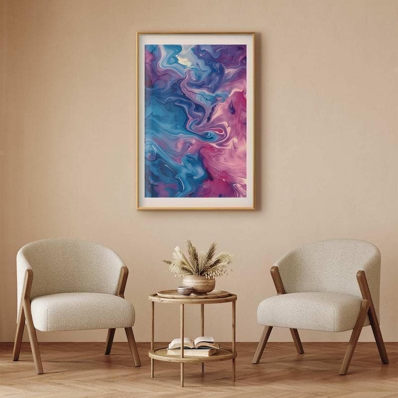 Poster - Night Flows - abstract waves in shades of blue and purple in Poster e stampe Collezione Casa - Trebisacce, commercioVirtuoso.it