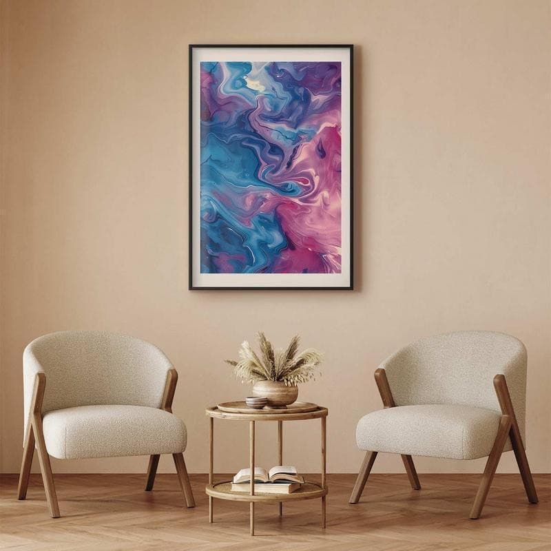 Poster - Night Flows - abstract waves in shades of blue and purple in Poster e stampe Collezione Casa - Trebisacce, commercioVirtuoso.it