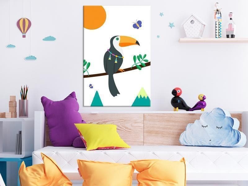 Quadro Toucan And Butterflies (1 Part) Vertical in Poster e stampe Collezione Casa - Trebisacce, commercioVirtuoso.it