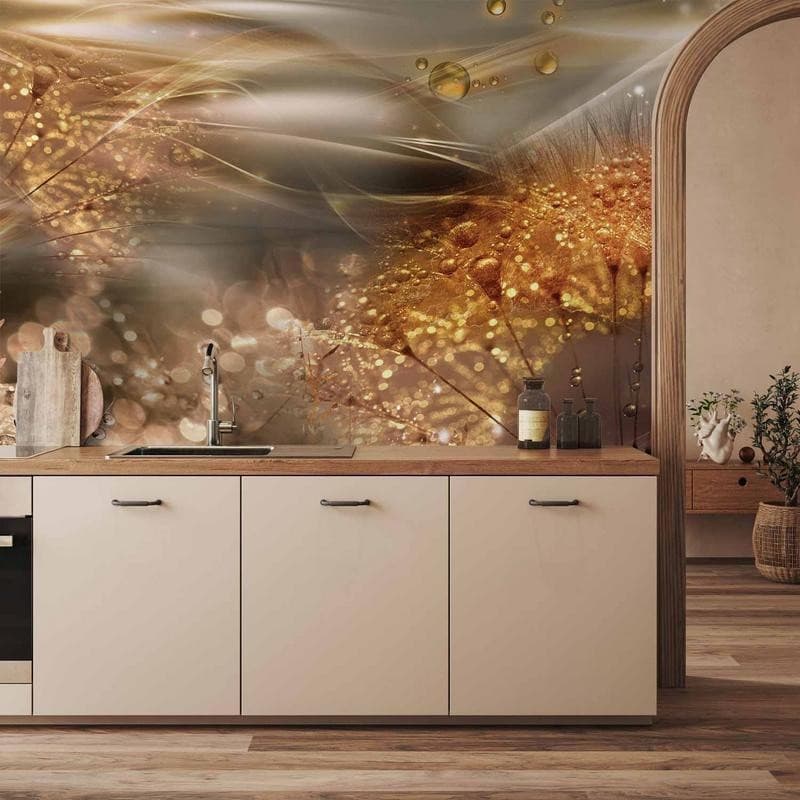 Fotomurale Dandelions' World (Gold) in Carta da parati Collezione Casa - Trebisacce, commercioVirtuoso.it