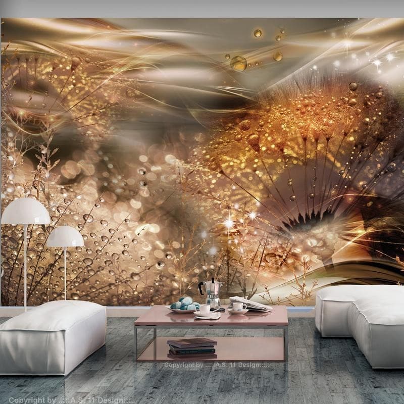 Fotomurale Dandelions' World (Gold) in Carta da parati Collezione Casa - Trebisacce, commercioVirtuoso.it