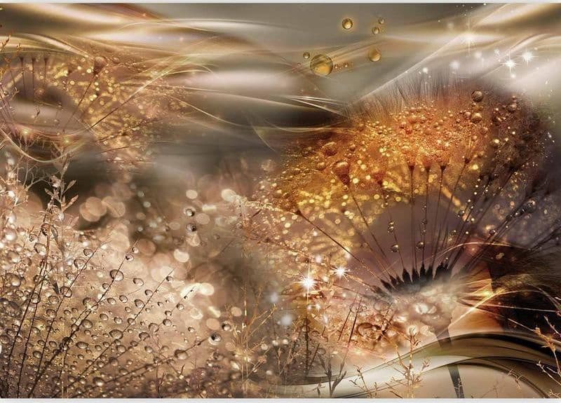 Fotomurale Dandelions' World (Gold) in Carta da parati Collezione Casa - Trebisacce, commercioVirtuoso.it