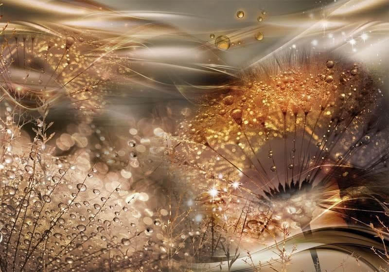 Fotomurale Dandelions' World (Gold) in Carta da parati Collezione Casa - Trebisacce, commercioVirtuoso.it