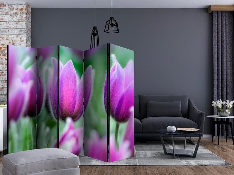 Paravento Purple spring tulips II [divisori da interno] in Paraventi Collezione Casa - Trebisacce, commercioVirtuoso.it
