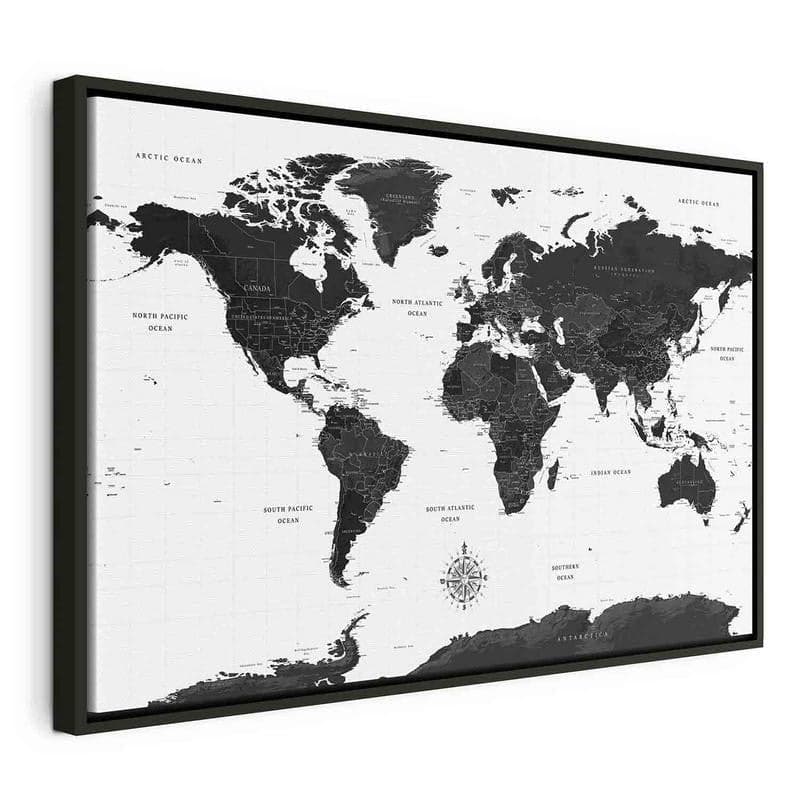Quadro Black and White Map (1 Part) Wide in Poster e stampe Collezione Casa - Trebisacce, commercioVirtuoso.it