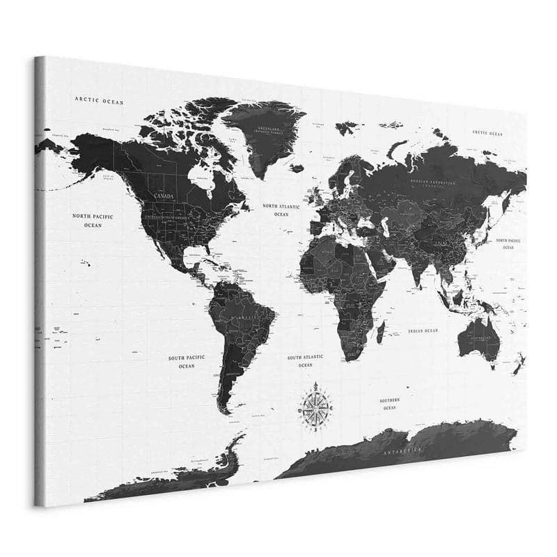 Quadro Black and White Map (1 Part) Wide in Poster e stampe Collezione Casa - Trebisacce, commercioVirtuoso.it