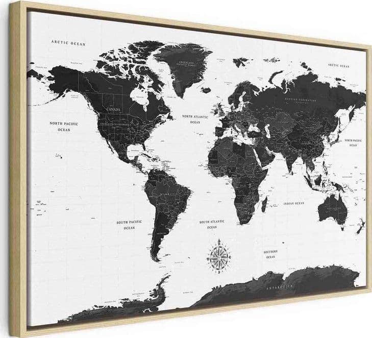 Quadro Black and White Map (1 Part) Wide in Poster e stampe Collezione Casa - Trebisacce, commercioVirtuoso.it