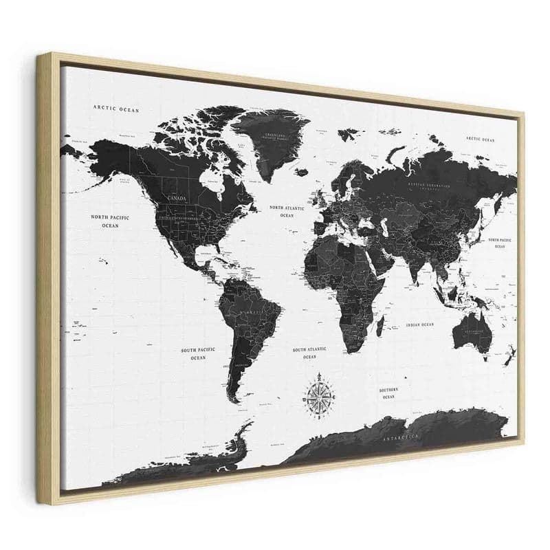 Quadro Black and White Map (1 Part) Wide in Poster e stampe Collezione Casa - Trebisacce, commercioVirtuoso.it